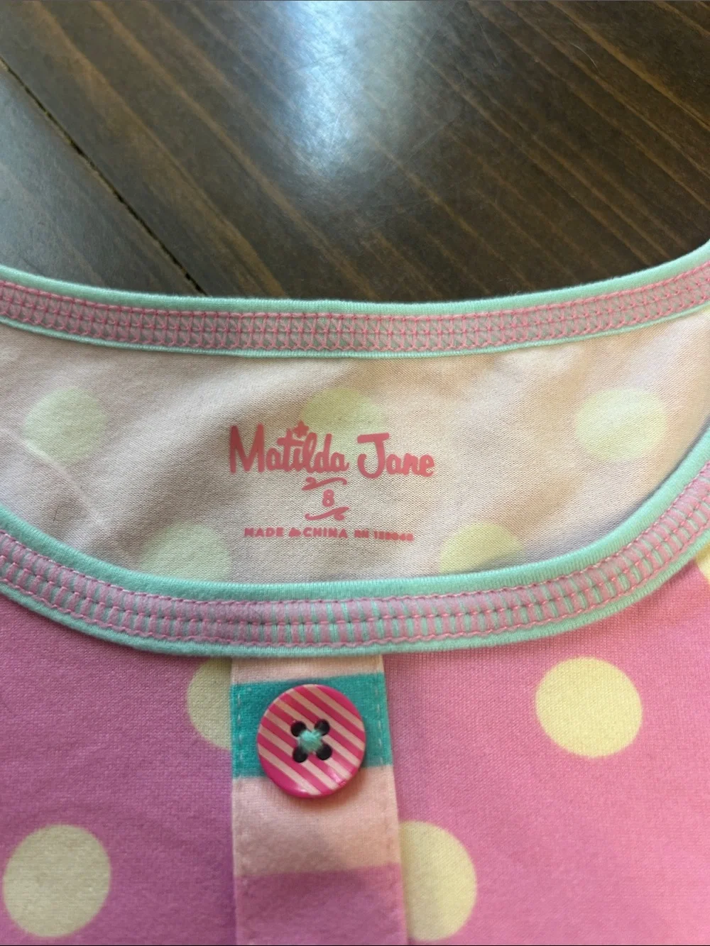 Matilda Jane Pink & Aqua Reindeer Stripe Pajama Top size 8